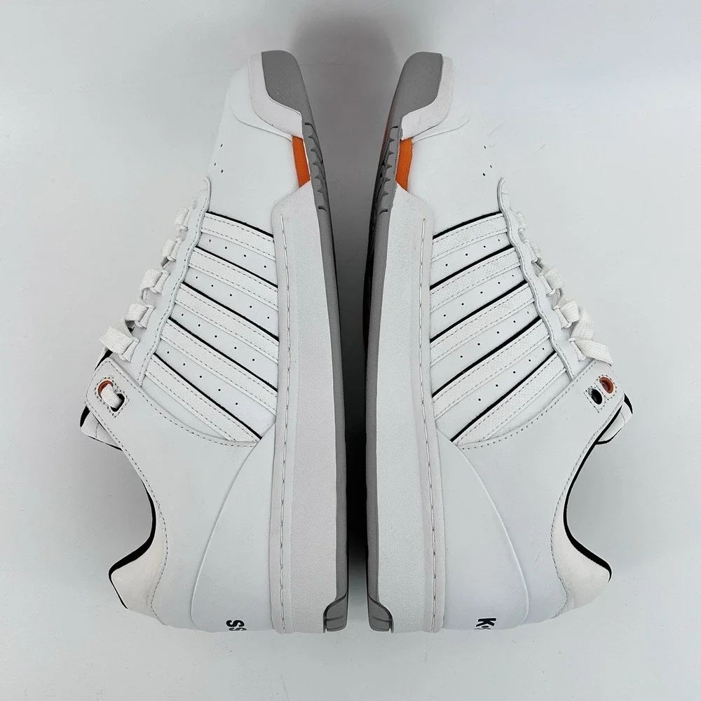 Retro Preppy Tenniscore Court Sneakers Mens 12 White Orange Casual Old Money